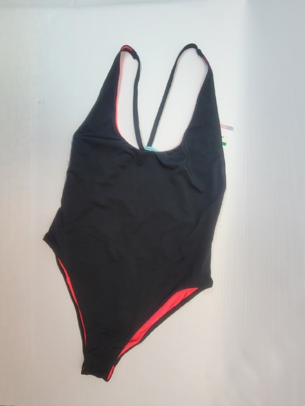 Speedo Anthracite Womens Black Pink Strappy Crossback One Piece Swimsuit Size L